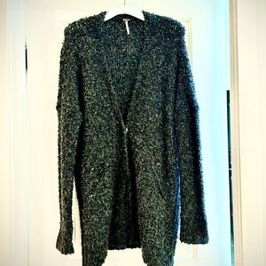 Free People Textured Oversized Grey/Black Cardigan